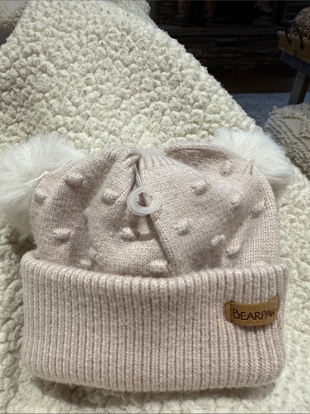 Adorable bear paw beanie with Pom Pom’s 2T-4T